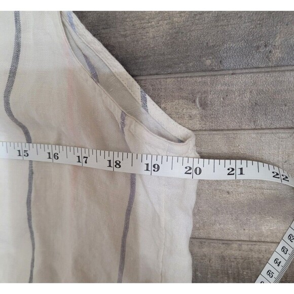 C & C California 100% Linen Ivory Striped Sleeveless Button-Up Top Sz L - Picture 5 of 6